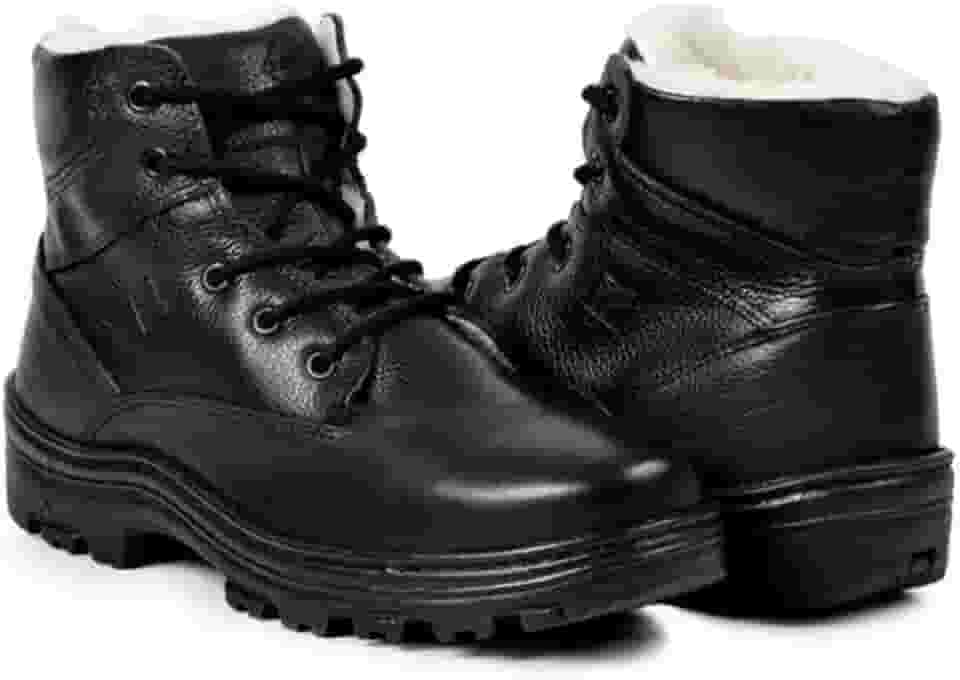Bota Masculina de Inverno em Couro Forrada com Lã Imperméavel - Hamburgo