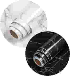 Papel de Parede 5 METROS x 60CM Adesivo Autocolante Marmore brilhante Envelopamento Mesa Vidro Moveis (Branco)