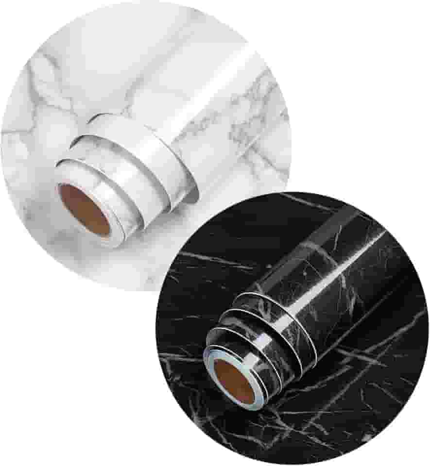 Papel de Parede 5 METROS x 60CM Adesivo Autocolante Marmore brilhante Envelopamento Mesa Vidro Moveis (Preto)