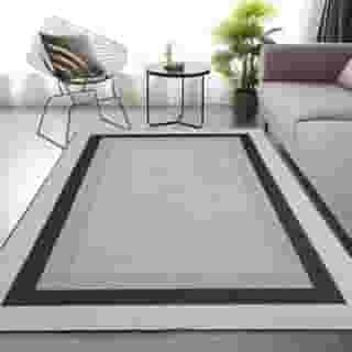 Tapete Para Sala Quarto Sisal 2,00 x 2,50 Cinza Preto Sem Pelo Lancer