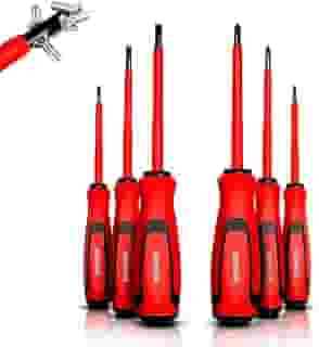 Kit Chave Fenda Magnetica 6 Peças Jogo Chave Isolada Philips Fenda Conjunto de Chave Estrela com Cabo Emborrachado Eletricista Chave de Fenda Philips Linha Premium