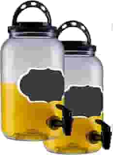 Kit Suqueiras Com Torneira 3,6L Para Suco Galão Com Tampa para Água Saborizada Suco Líquidos Eventos (2, PRETO)