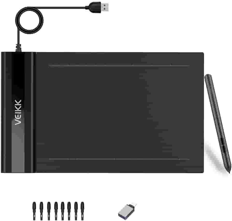 VEIKK Tablet de desenho gráfico S640 6 x 4 polegadas Ultra fino Tablet OSU portátil com caneta sem bateria de 8192 níveis (para desenho, aula online/e-learning e web-conference)