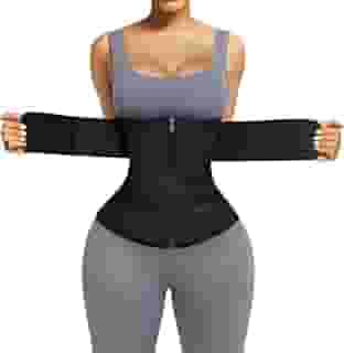 Cinta Modeladora com Zíper Frontal Modelador de Cintura Feminina Ajustável Zíper Frontal Cintura Definida em Casa Altura 26cm, Cintura 80-85cm