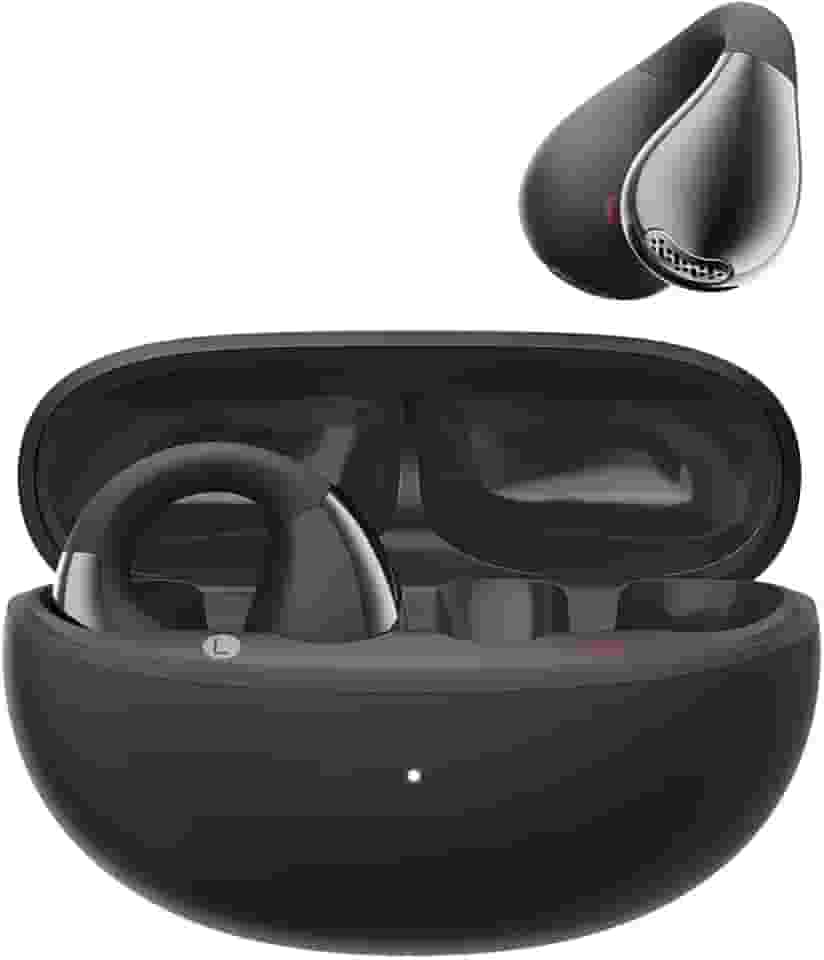Fones de ouvido sem fio QCY Crossky C30S, conexão dupla Bluetooth 6.0, 40 horas de duração da bateria e carregamento rápido, leve e confortavel de usar para corrida/fitness(Preto)