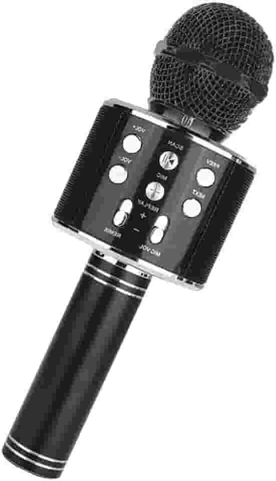 huxspoo Microfone de karaokê Bluetooth sem fio, recarregável para crianças, máquina de karaokê, melhores presentes para crianças e adultos (preto)
