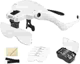 Lupa de Cabeça, com 2 LEDs e 5 Lentes de Aumento, Óculos, Profissional Óculos Leitura, Lupa de Aumento para Leitura
