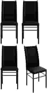 Conjunto 4 Cadeiras Sala Jantar Cozinha Estofada Tubo Preto (Preto/Preto)