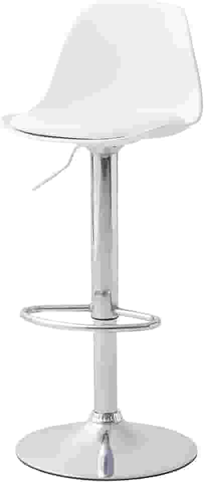 Banqueta Alta Giratória Branca com Encosto e Regulagem de Altura Conthey