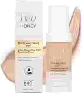 Hey Honey Truque e Travessura Cc Creme Spf 46 | Creme Hidratante Ativo Corretor de Cor com Mel e Própolis | Melhor Cobertura para Rosácea, Vermelhidão e Pele Madura | Livre de Crueldade | 1 Onça (Leve-Médio)