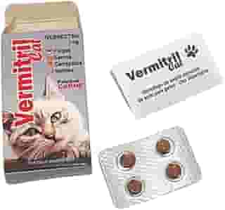 Vermitril, Comprimidos Mastigáveis Anti-Pulgas e Vermífugos para Gatos, 4 Comprimidos