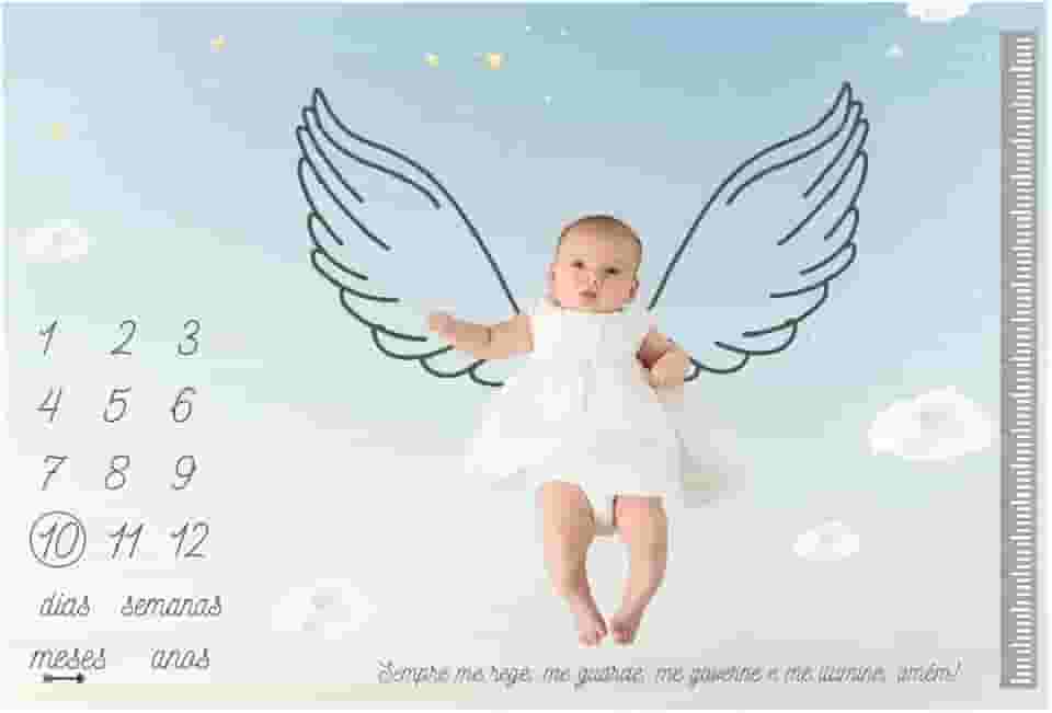 Lençol Painel Cenário Fotos Marcador MDF Mesversário Anjinho