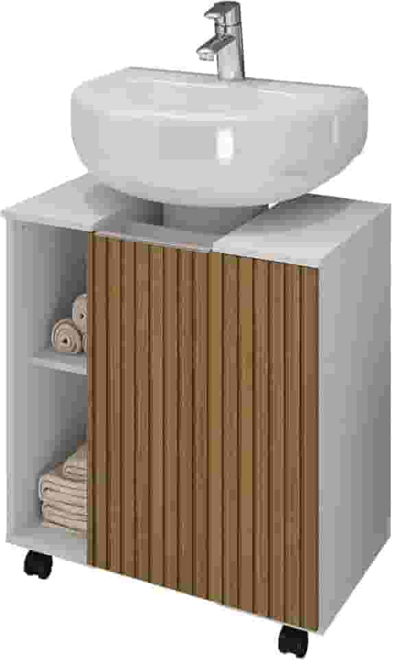 Gabinete para Banheiro Pequin - Branco/Ripado