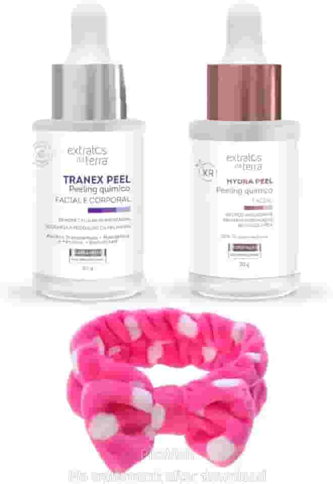 Kit Peeling Químico Tranex Peel 30 g + Hydra Peel XR 30 g + Faixa Pelúcia – Clareamento, Hidratação e Renovação Celular