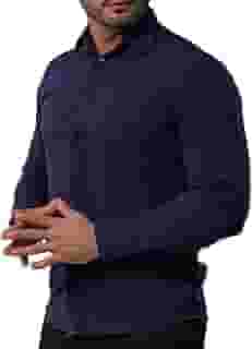 Camisa Social Masculina Slim Não Amassa Manga Longa com Elastano Tech