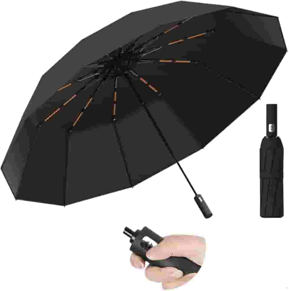 Guarda-Chuva Compacto Automático com Proteção Solar UV Secagem Rápida Abre e Fecha 1 Clique 100cm Diâmetro 33cm Fechado Estrutura Reforçada Aço Fibra de Vidro Resistente ao Vento com Capa