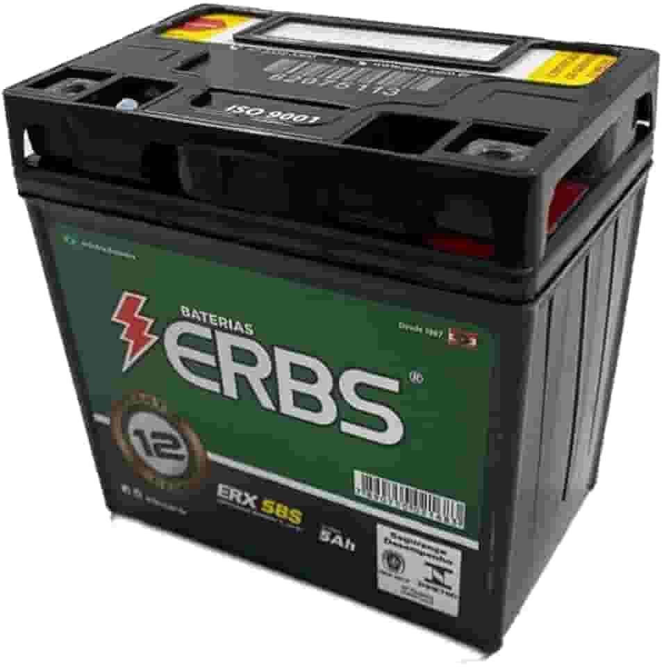 Bateria AGM SELADA ERBS de 5Ah para Titan 150 / Titan 160 / BIZ/POP/Cargo, Premium, 12V (Preto)