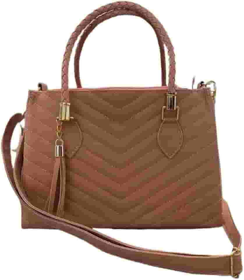 Bolsa Feminina, Alça de Ombro Removível, Couro Sintético Preto, Detalhes em Metal Dourado