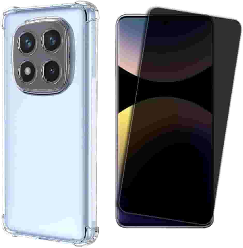 Kit Capa Anti Impactos para Xiaomi Redmi Note 14 Pro 5G, Película 5D Privacidade Anti-Curioso, Kit Aplicação, Case Proteção da Câmera, Bordas Antiquedas