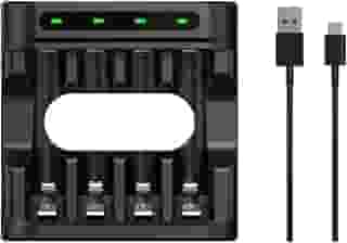 Carregador USB da Enercell Rápido e inteligente para 4 pilhas AA/AAA, modelo 4-LN