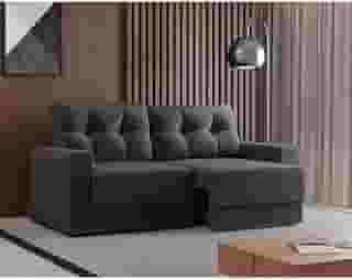 Sofá 3 Lugares Retrátil Lubeck Suede Grafite 140 cm