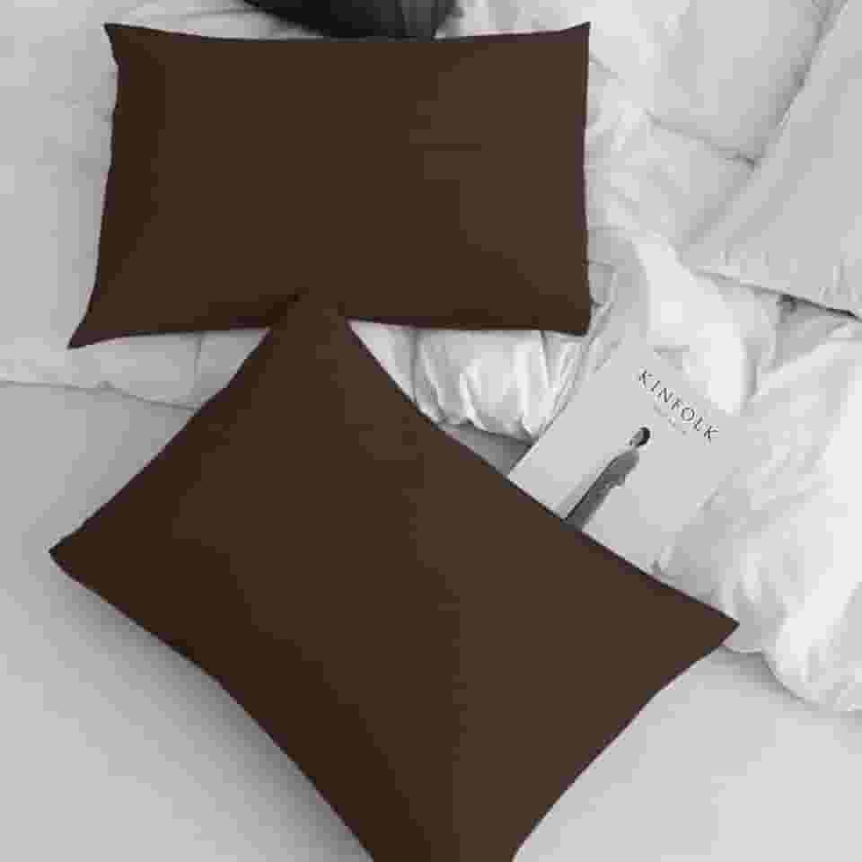 Par de Fronhas Premium na Cor Marrom, em Tecido Percal Flex 400 Fios-FS