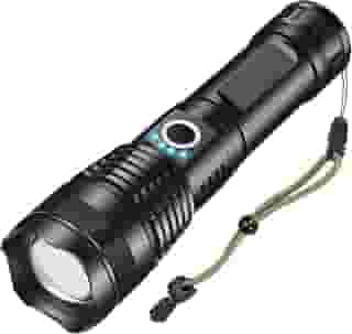 Lanterna Tática Militar T9 LED P50 de Alta Intensidade com Zoom Ajustável e 5 modos USB Recarregável – LINHA PREMIUM