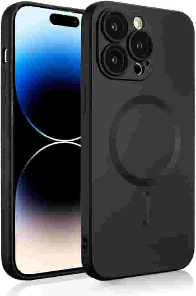 BEMMY Capa Capinha Para iPhone 13 Anti Impacto Com Proteção Câmera,Capa Macia Para iPhone compatível com Mag-safe (Preto-13)