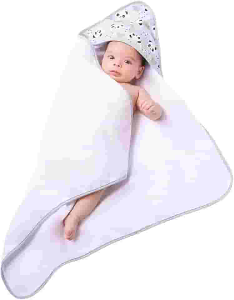 Toalha de Banho Com Capuz Estampado Para Bebê Recém Nascido Panda Cinza
