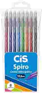 Caneta esferográfica 0.7mm Spiro com 8 unidades Cis
