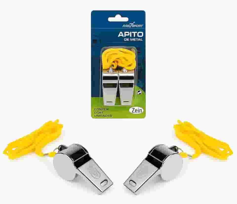 KIt 2 Apitos De Metal Resistente com Cordão – Ideal para Arbitragem, Escolas e Aulas de Educação Física