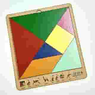 Brinquedo Educativo Tabuleiro 20x18 Tangram Madeira Cru