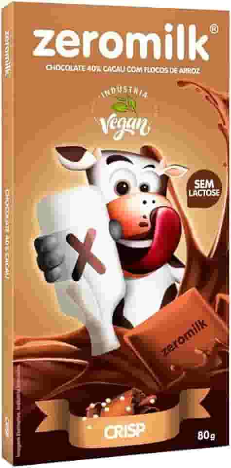 Chocolate Sem Lactose 40% Cacau Com Flocos de Arroz 80g - Zeromilk