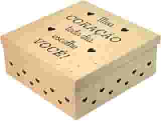 Sellor Caixa em MDF Corte a Laser Presente Surpresa Dia dos Namorados Coração Festa na Caixa 25cm x 25cm x 10cm
