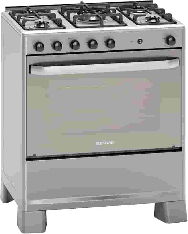 SUGGAR FOGÃO SELECT PRATA MESA DE INOX 5 BOCAS TRIPLA CHAMA TREMPES DUPLAS FERRO FUNDIDO PORTA ESPELHADA ACENDIMENTO AUTOMÁTICO BIVOLT FGISL510PRIX