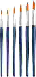 Kit com 6 Pincéis Artísticos de Ponta Fina – Para Aquarela, Acrílica, Óleo, Guache e Artesanato – Uso Semi-Profissional e Escolar – Detalhes e Contornos