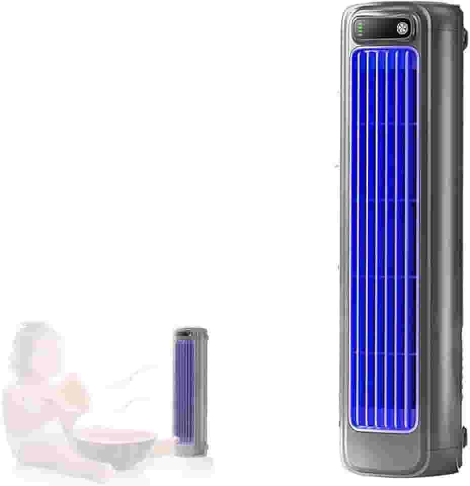 Ar condicionado portátil, sem fio, ventilador, sem lâminas, silencioso, ar condicionado móvel, 3 velocidades para casa, quarto, viagens e escritório, cinza