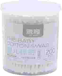 200 Unidades de Cotonete Baby com Hastes Flexíveis de Bambu Algodão para Bebê Nariz Ouvido Sensível