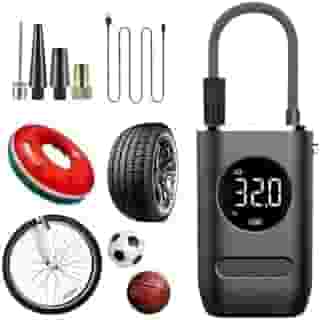 Calibrador Compressor Portátil Bomba De Ar Digital com Lanterna LED para Encher Pneus de Carro, Moto, Bike, Bicicleta, Bola e Piscina Inflável Premium