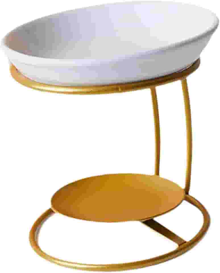 Queimador de óleo Essencial de Cerâmica com Estrutura Metálica, Difusor de óleo, Aquecedor de Cera para Quarto, Escritório Ou área de Ioga, Ouro