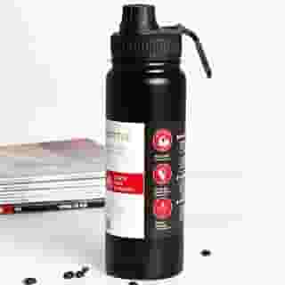 Garrafa Térmica Esportiva 800ml Aço Inox 304 Preta Academia Tampa Antivazamento Alça Dobrável BPA Free Parede Dupla Vácuo Fria 12h Quente 8h Infusor Frutas Portátil Elegante Durável