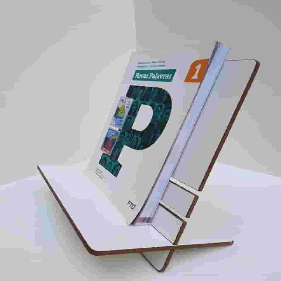 Suporte Livros Apostilas Tablets Kindle Concurseiros Leitura - Branco (Madeira natural) - MDF - Portátil - 30x30cm