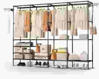 Arara Cabideiro com Sapateira e 10 Prateleiras 4 Colunas – Armário Organizador Quádruplo para Closet e Quarto de Casal Grande