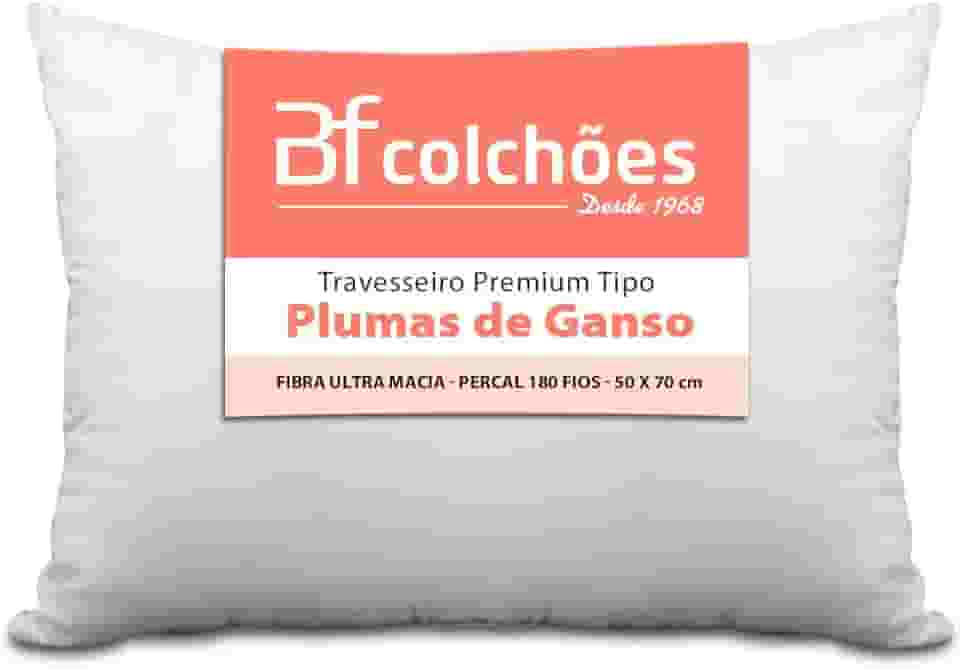 Travesseiro Premium de Fibra conforto extra tipo Pluma Pena de Ganso Ecológica 50x70cm BF Colchões