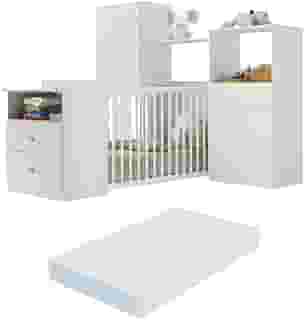 Quarto Infantil com Berço-cômoda e Colchão Incluso Olívia Multimóveis Branco