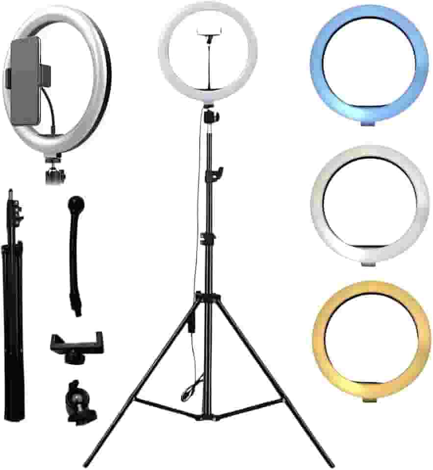 Kit Ring Light 12 Polegadas + Tripé Ajustável 2,1m Dimmer Iluminação Profissional Fotos Vídeos Lives Suporte Celular