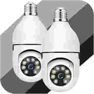 Kit 2 Câmera Segurança Ip Wifi Lâmpada 360° Inteligente Prova D'água Giratória Visão Noturna Infravermelho 1080P HD Premium Câmeras Wireless