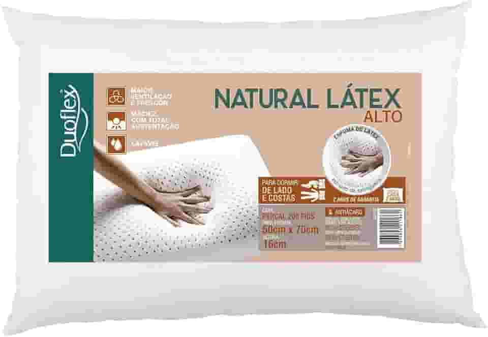 Travesseiro Natural Látex, Alto, para fronha 50cmx70cm, Branco, Duoflex