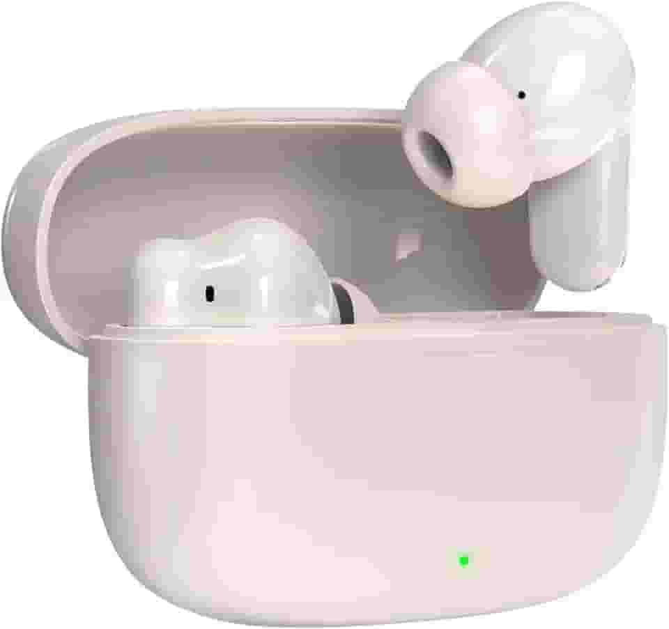 Fone De Ouvido Bluetooth Sem Fio 5.3 Compatível iPhone Android, Modo de Fone Ouvido único e Dois Com Microfone, 360 Estéreo Graves Potentes Para Trabalho Academia Corrida Musica Jogo e Game, Bege