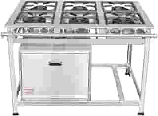 Fogão Industrial 6 Bocas 30x30 P5 em Aço Inox com Forno